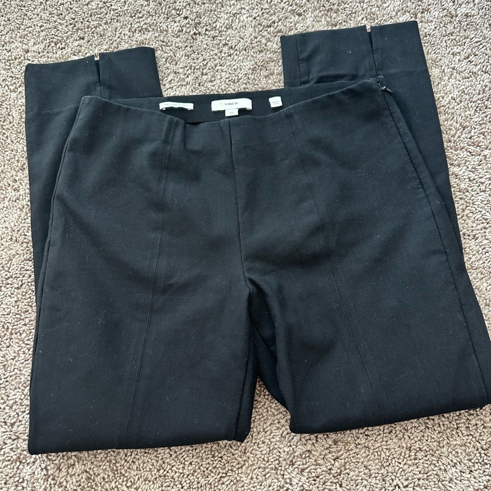 Vince Black Stretch Pants Size Large Pull On Slim Straight High Rise Minimalist